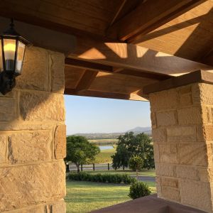 View to the Brokenback range through Berenbell's portico