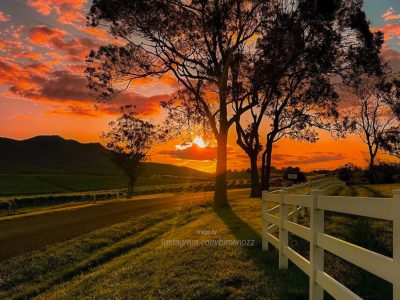 Sunset from Berenbell Vineyard Retreat in the Hunter Valley Vinyards by birsenozz photo of an orange sunset overlooking the Hunter Valley Vineyards from Berenbell Vineyard Estate, taken by Birsen OZ